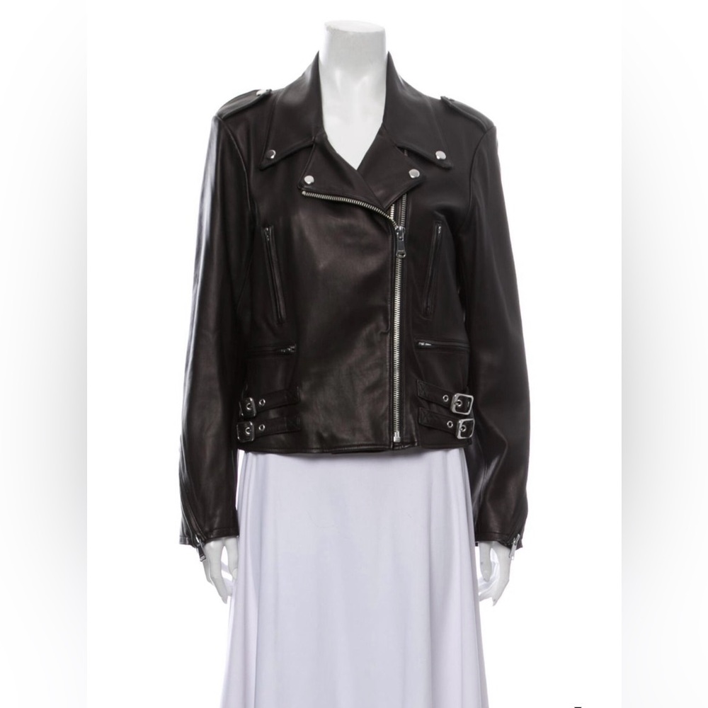 FRAME - Black Lamb Leather Biker Jacket - M